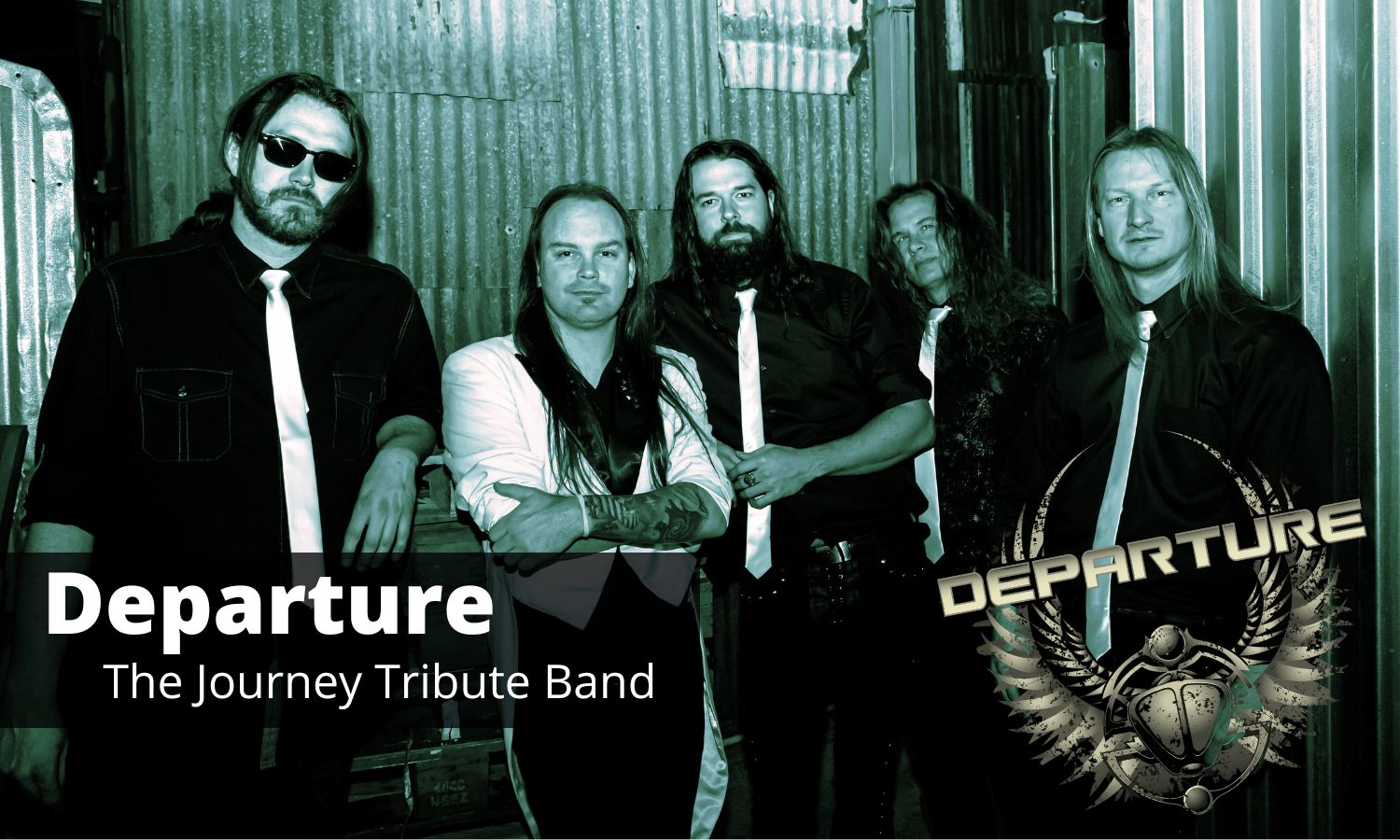 Departure: The Journey Tribute Band photo of band members and logo