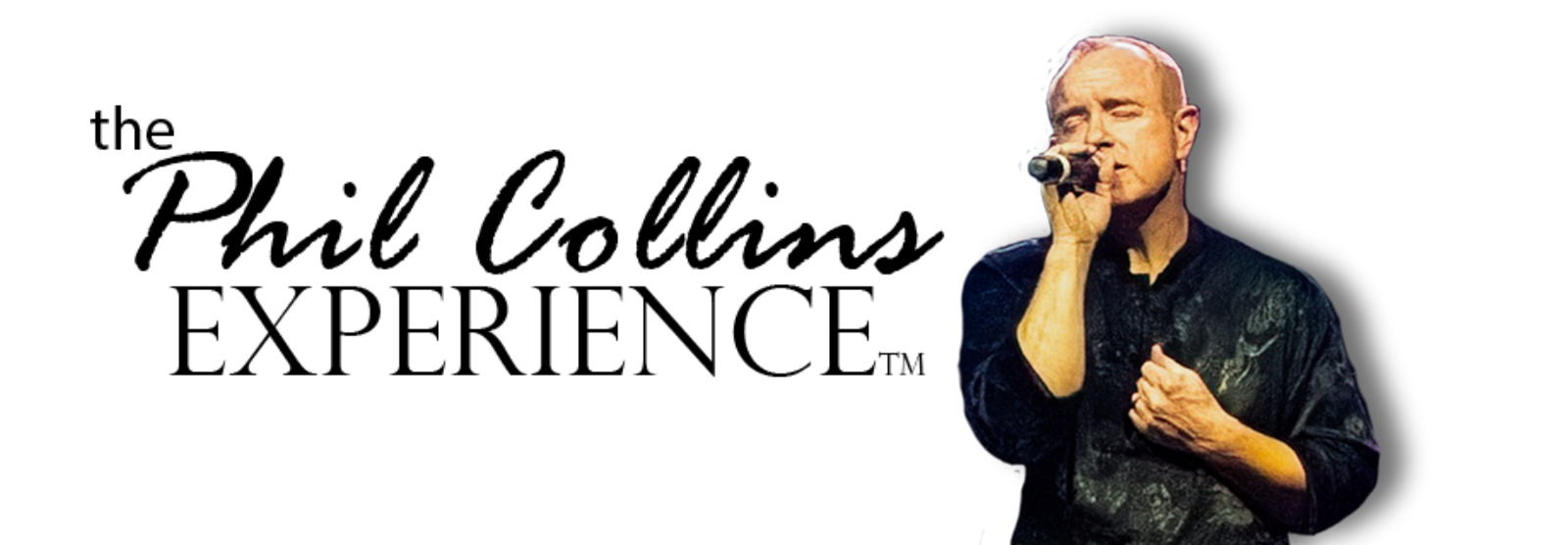 Phil Collins SE Website Hero (1600 x 556 px) The Phil Collins Experience Logo and Singer